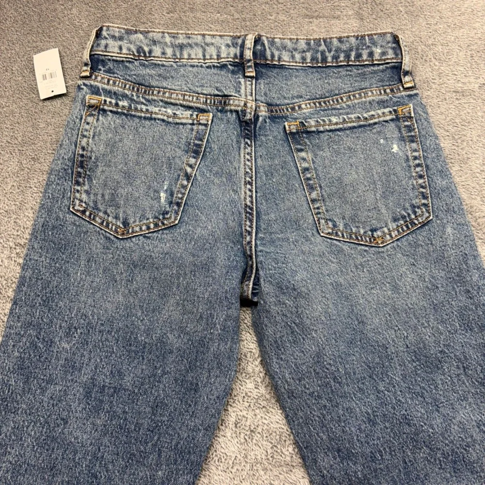 NWT Gap Girlfriend Jeans Kids Size 12 Blue  Distressed Adjustable WaistV